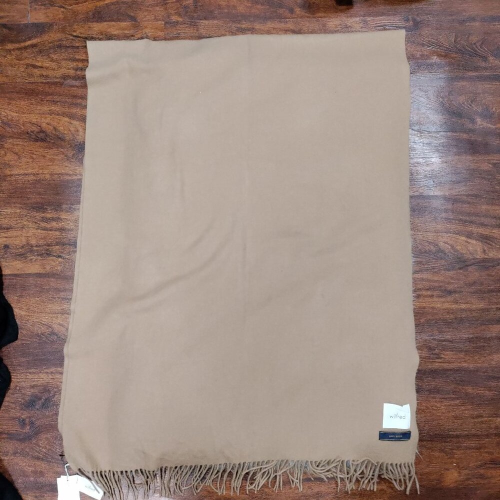 NWT Wilfred Fringed Classic Gold Camel 100% Wool Neck Warmer Scarf XXL - Picture 6 of 14